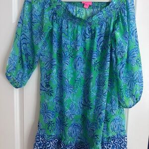 Blue and Green Women's coverup